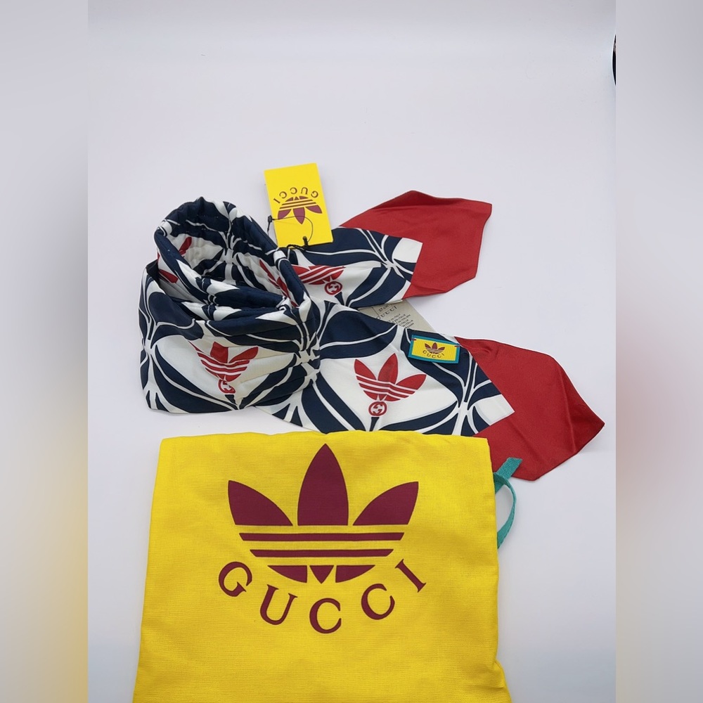 ❌SOLD❌Adidas X GUCCI GG Trefoil Print Silk Headband Hair Scarf Size M (57cm) - Picture 9 of 11
